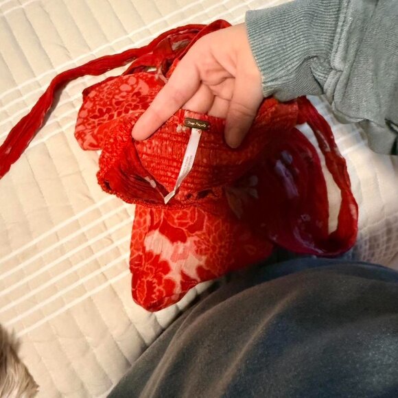 Like New Free People Red Floral Halter Top Size Small - Picture 3 of 3